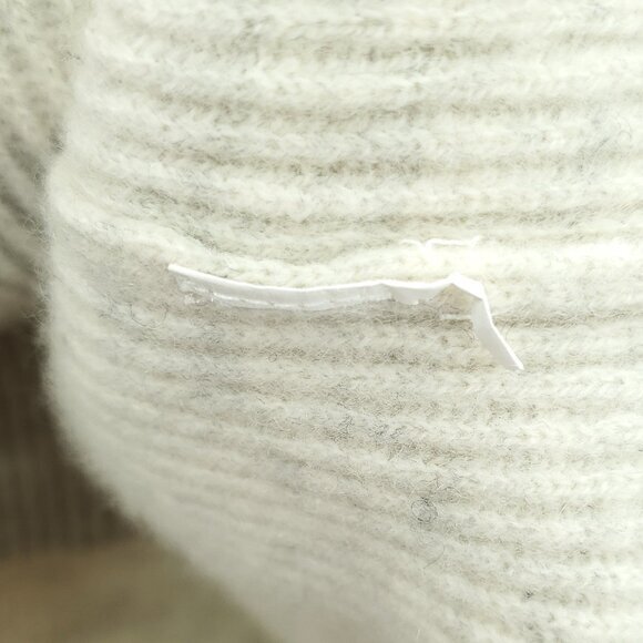 Vince Colorblock/Gradient Cream/Gray Ribbed Crew Sweater S Split Sides - Picture 14 of 14